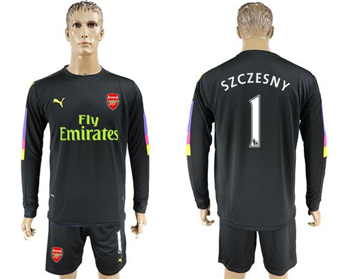 Arsenal #1 Szczesny Black Long Sleeves Goalkeeper Soccer Country Jersey